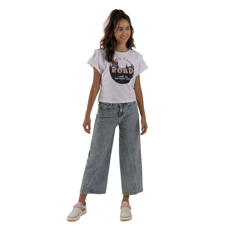 Camiseta-manga-corta-para-niña-Ropa-nina-Blanco